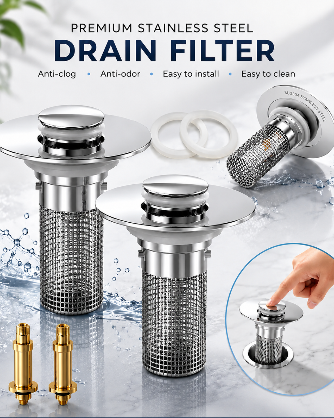 Anti-Clog Bathroom Sink Strainer/DrainGuard™