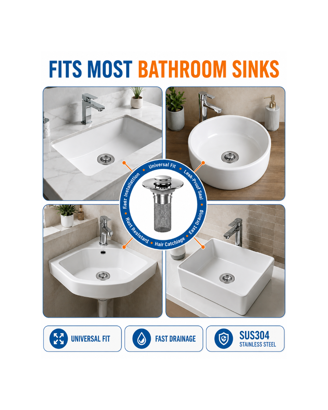 Anti-Clog Bathroom Sink Strainer/DrainGuard™