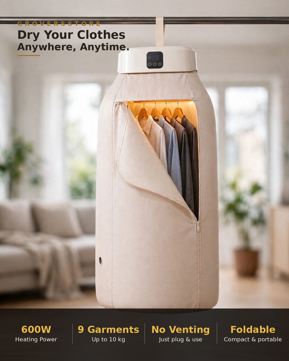 Foldable Electric Clothes Dryer.