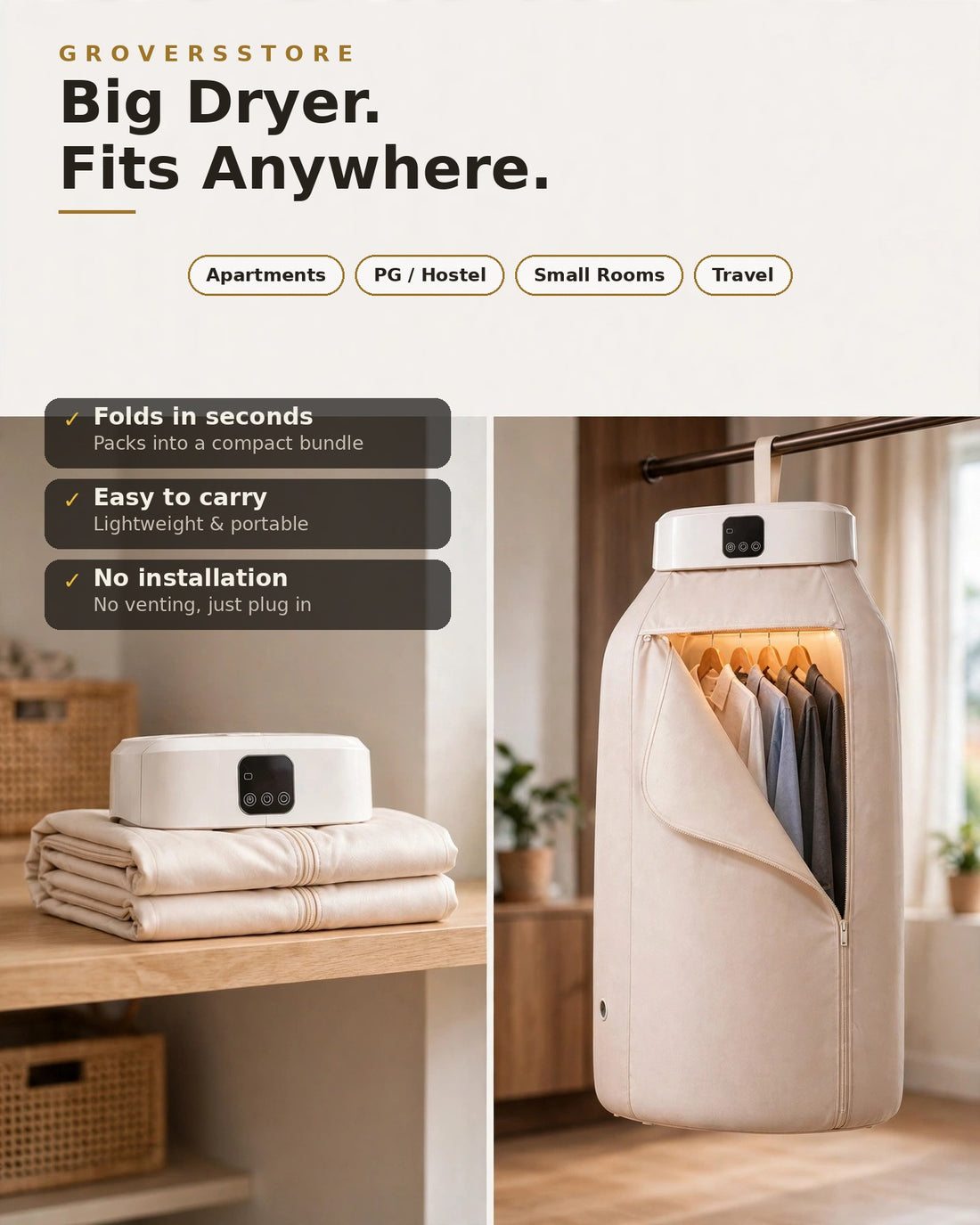 Foldable Electric Clothes Dryer.